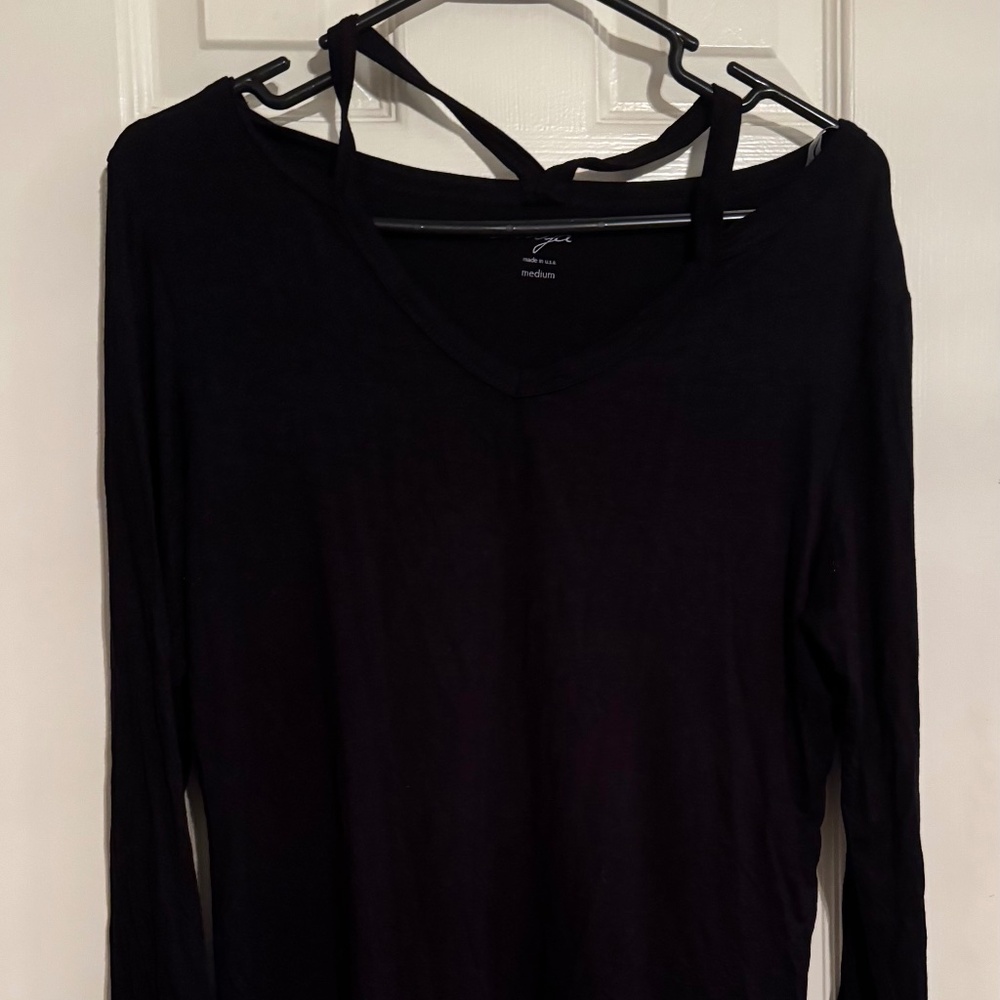 Alya Francesca’s Strappy Long Sleeve Black Shirt Size Medium M